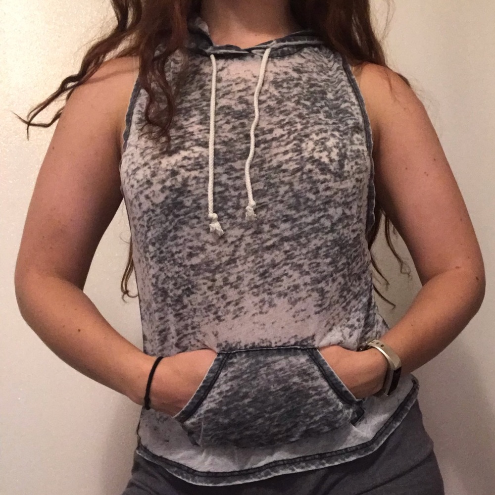 Sheer Hoodie style tank top/muscle tee